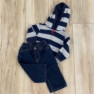 Gymboree Zip Up + Calvin Klein Jeans Set | 6-12 Months